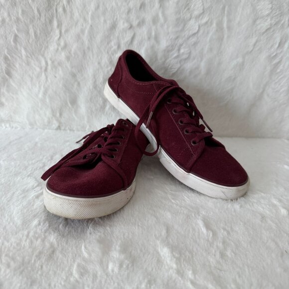 Vans Shoes - Vans Shoes Womens 6 Classic Skateboarding Sneakers Maroon Suede Leather Lace Up